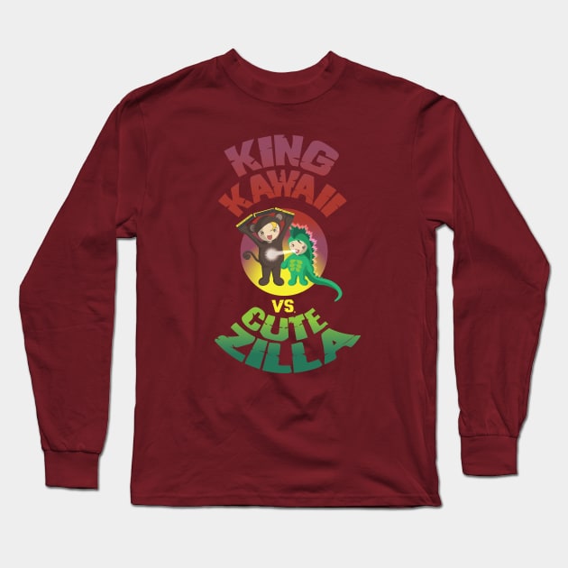 King Kawaii Vs Cutezilla Long Sleeve T-Shirt by andrew_kelly_uk@yahoo.co.uk